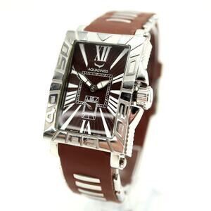 Aquaswiss Anchor Mens 30mm Swiss Made Tank Watch Brown Silicone w New Battery